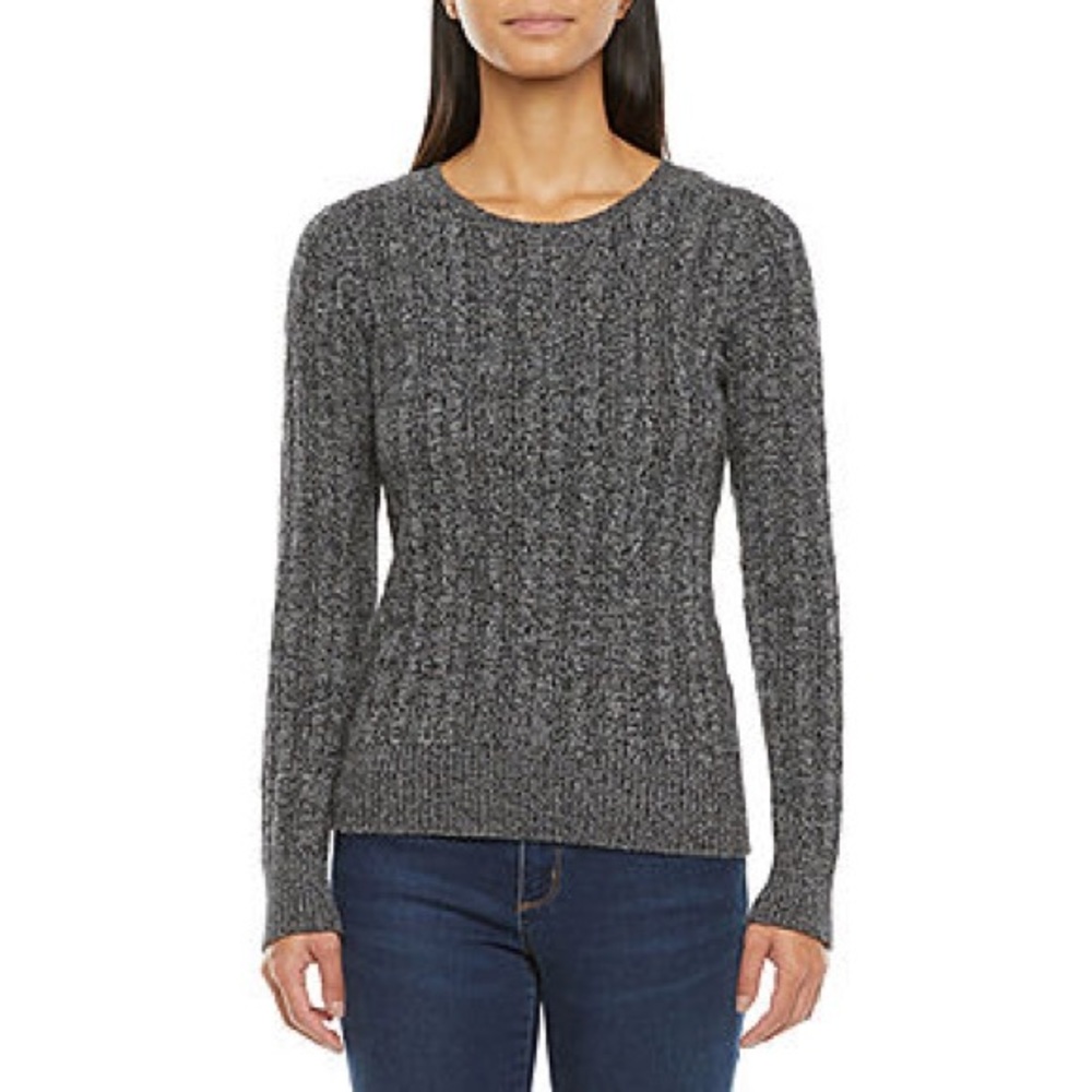 ⭐️St. John's Bay Womens Cable‎ Crew Neck Long Sleeve Pullover Sweater size M